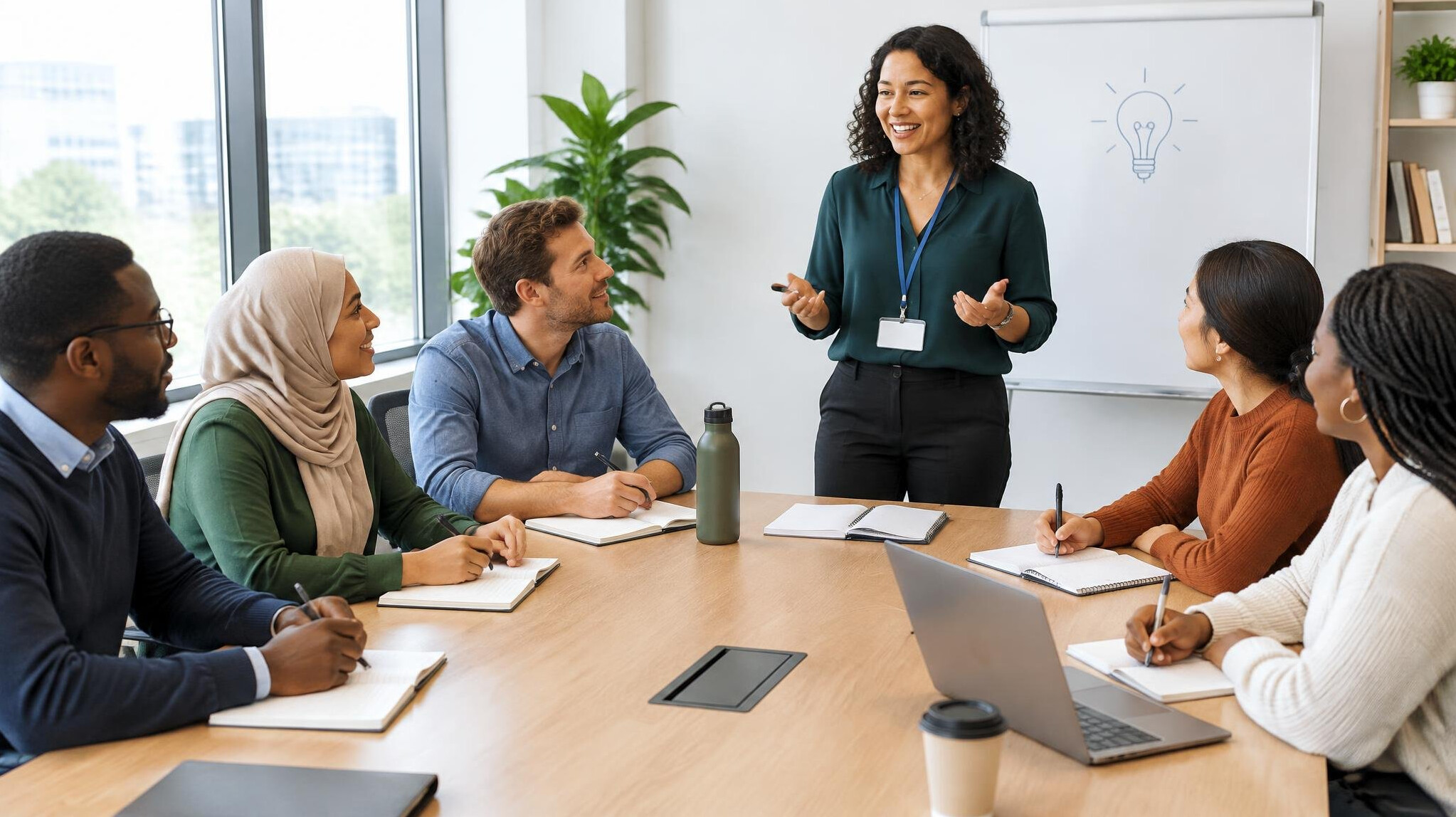 Group of people attending a workshop around a table